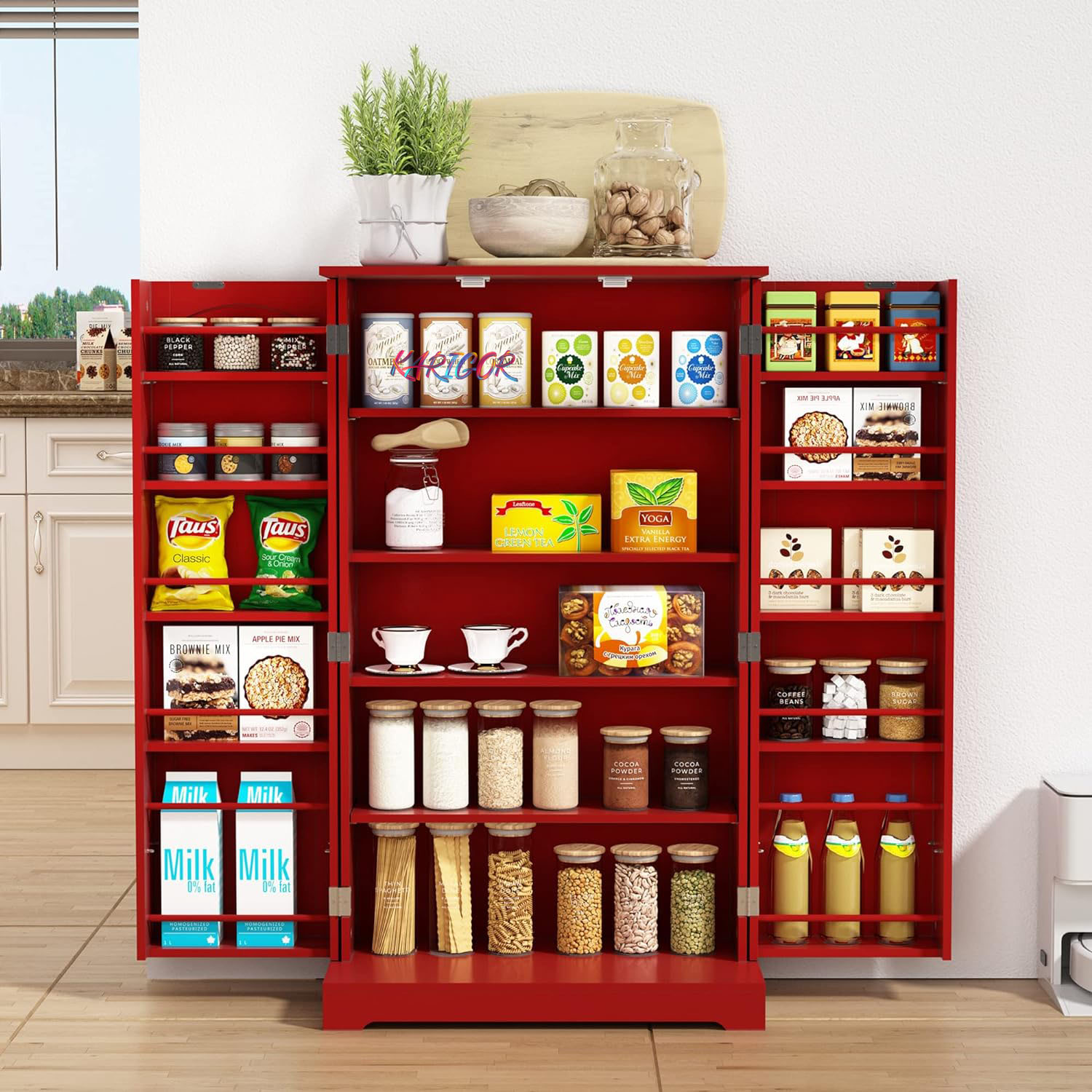 Picture of Keep Your Kitchen Organized With The Multipurpose Shelf Pantry Cabinet Organizer- Convenient Storage Solution For Your Essentials