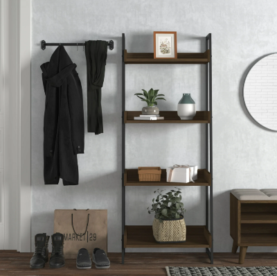 Picture of Furnix Ladder Bookcase – Wooden & Metal Wall Display Shelf for Living Room, Home Rack, and Bookshelf Organizer