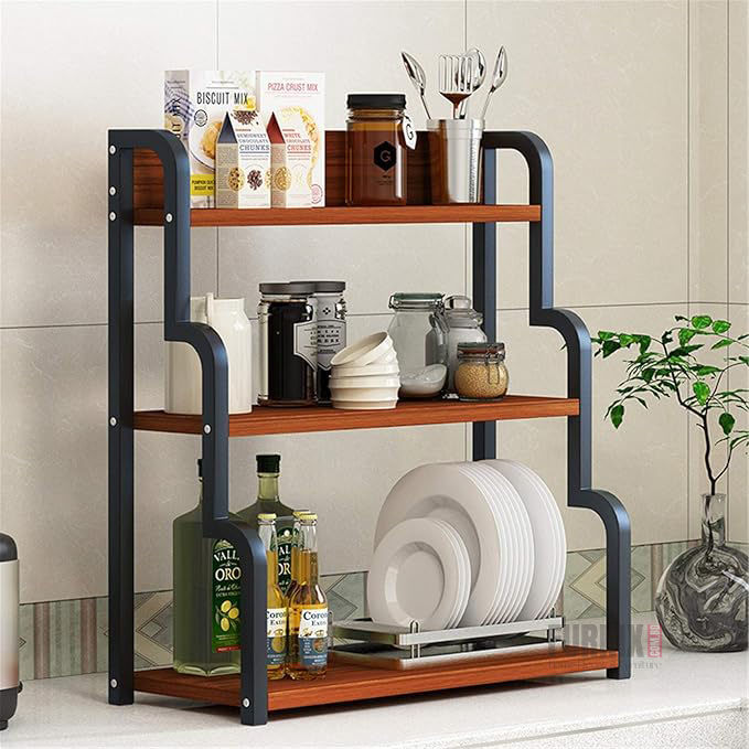 Picture of 3-Tier Kitchen Organizer Rack – Space-Saving Shelves with Open Design and Rounded Edges