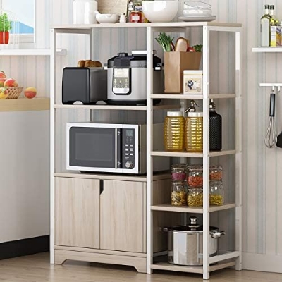 Picture of 5-Tier Microwave Oven Stand with Storage Cabinet, Kitchen Shelf, and Multi-Functional Rack for Spices, Utensils, Vegetables, and Fruits