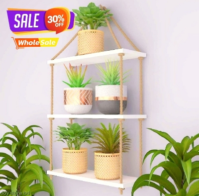 Picture of 3 Layer Wall Hanging Rope Shelf . Multifunctional Wall Shelf . Handmade Crafty Item Wall Decorative Rack For Home And Office.