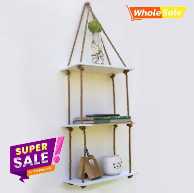 Picture of 3 Layer Wall Hanging Rope Shelf . Multifunctional Wall Shelf . Handmade Crafty Item Wall Decorative Rack For Home And Office.