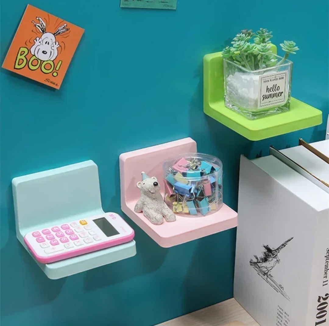 Picture of 4 Pcs Multifunction Wall Mounted Storage Rack Organizer DIY Soap Sponge Holder Kitchen Bathroom Accessories Shelves Shelf Bathroom