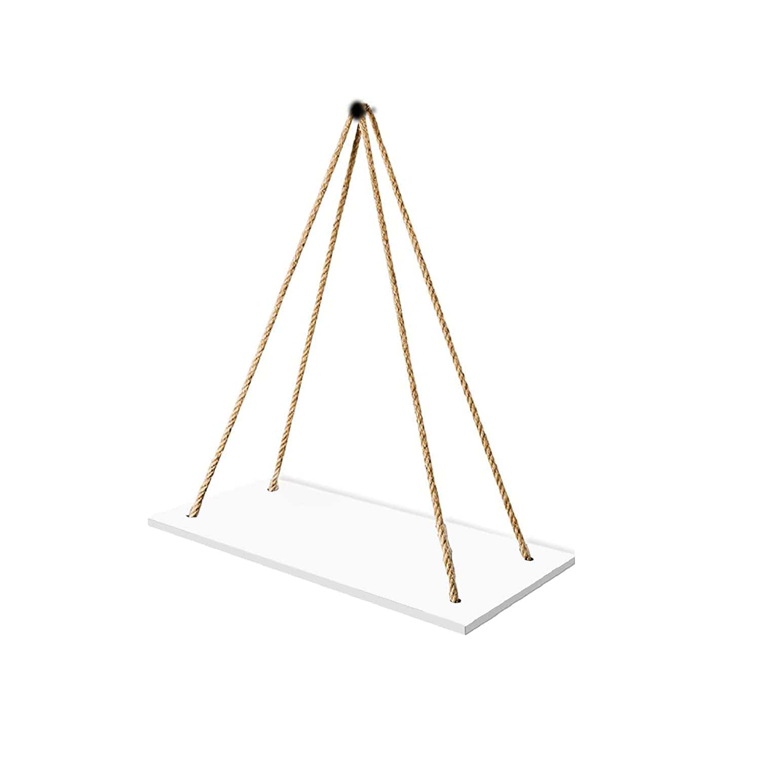 Picture of 2 Pcs, Wall Hanging Shelf, Floating Shelves for Wall, Jute Rope Wall Mounted Float Swing Shelf with  Hooks, Rope Hanging Shelves Rustic Storage Rack for Home Office Decor