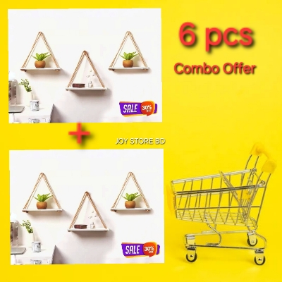 Picture of 6 pcs Wall Hanging Shelf, Floating Shelves for Wall, Jute Rope Wall Mounted Float Swing Shelf with  Hooks, Rope Hanging Shelves Rustic Storage Rack for Home Office Decor