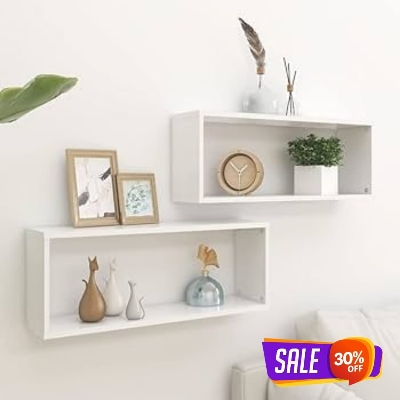 Picture of Wall Cube Shelf 1/2/4 Pcs White Premium Quality Engineered Wood For Home & Office Decoration