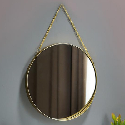 Picture of Hanging Wall Mirror Round Wall-Mounted Makeup Dressing Room Decor, Gold Frame For Home And Office