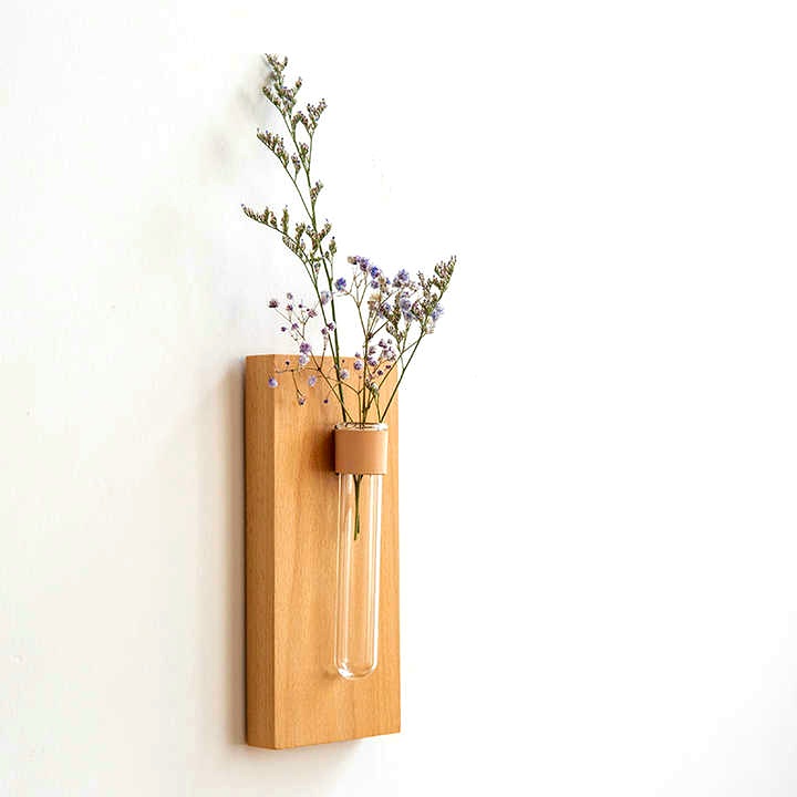 Picture of 2 Pcs Wooden Test Tube Hanging Flower Vase For Home And Office Decoration