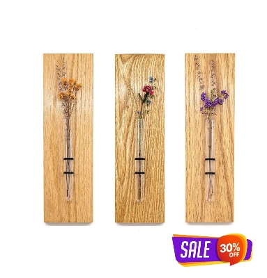 Picture of 3 Pcs Wooden Test Tube Hanging Flower Vase