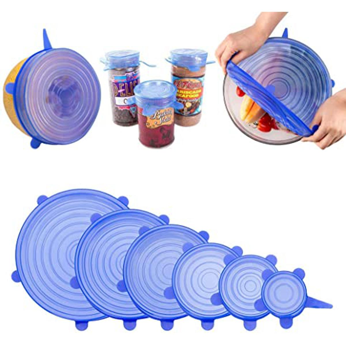 Picture of 6 Pcs Kitchen Reusable Silicone Stretch Seal Lid Preservation Vacuum Food Storage Bowl Cover