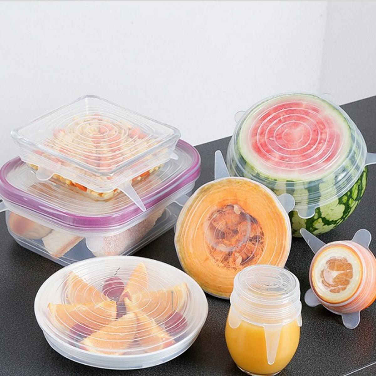 Picture of 6 Pcs Kitchen Reusable Silicone Stretch Seal Lid Preservation Vacuum Food Storage Bowl Cover
