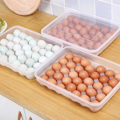 Picture of Egg Storage Box Large Capacity Kitchen Refrigerator Egg Case Organizer Holder Box Plastic Egg Dispenser Container Case  Storage