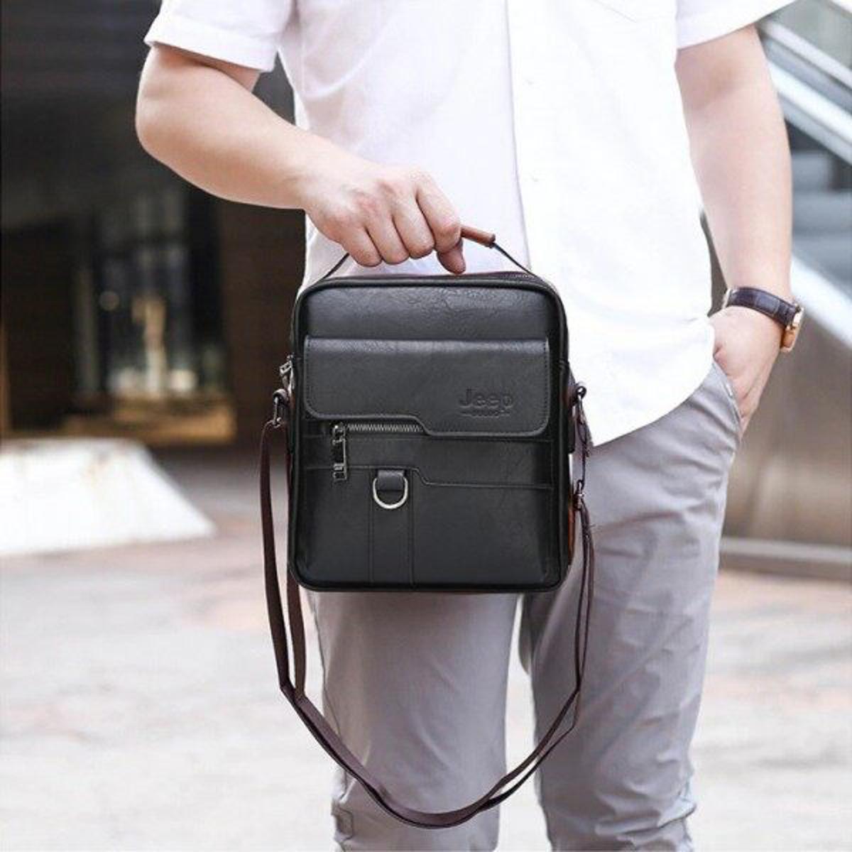 Picture of Jeep PU Leather Messenger Bag for Men: Stylish 9.7-Inch Shoulder Bag
