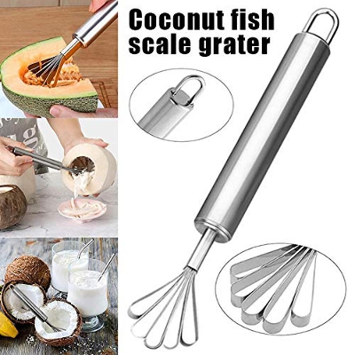 Picture of Multifunctional Coconut Meat Grinder Slicer Coconuts Scraper Collecting Coconut Removal Meat Tool Stainless Steel Planer