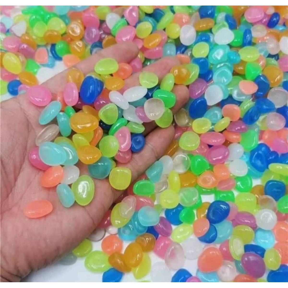 Picture of 50 pcs Radium Plastic Stones  Colorful Luminous Glowing Pebbles, Glow in the dark magic luminous glowing stone