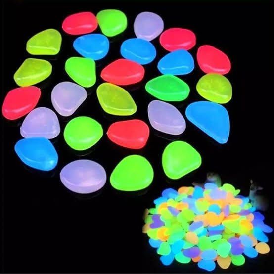 Picture of 50 pcs Radium Plastic Stones  Colorful Luminous Glowing Pebbles, Glow in the dark magic luminous glowing stone