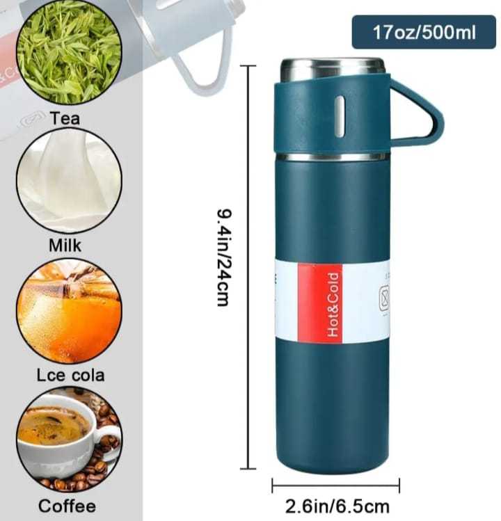 Picture of 500 ML Vacuum Flask Set Stainless Steel Drinking Metal Water Bottle Gift High Quality Vacuum Flask Bottle