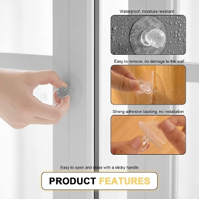 Picture of Punch-free Crystal Drawer Handle Self-Adhesive Acrylic Transparent Cabinet Wardrobe Furniture