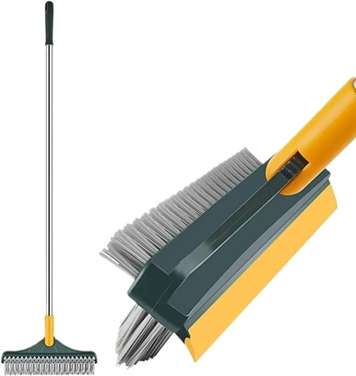 Picture of 3 in 1 Tiles Cleaning Brush, Bathroom Brush with Long Handle, 180° Rotate Bathroom Floor Cleaning