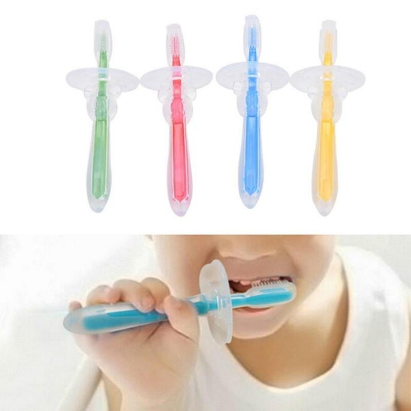 Picture of Baby Teether Training Teeth Soft Toothbrush Brush Safe Bendable food grade silicone  baby soft Toothbrush 1pcs CN multicolor