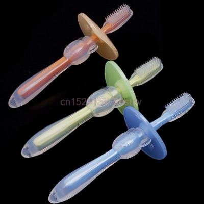 Picture of Baby Teether Training Teeth Soft Toothbrush Brush Safe Bendable food grade silicone  baby soft Toothbrush 1pcs CN multicolor