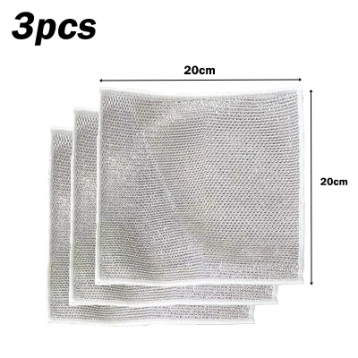 Picture of Kitchen Cleaning Cloths Multi-purpose Wire Dishcloth Kitchen Cooktop Dishwashing Cloths Wet & Dry Dishcloth