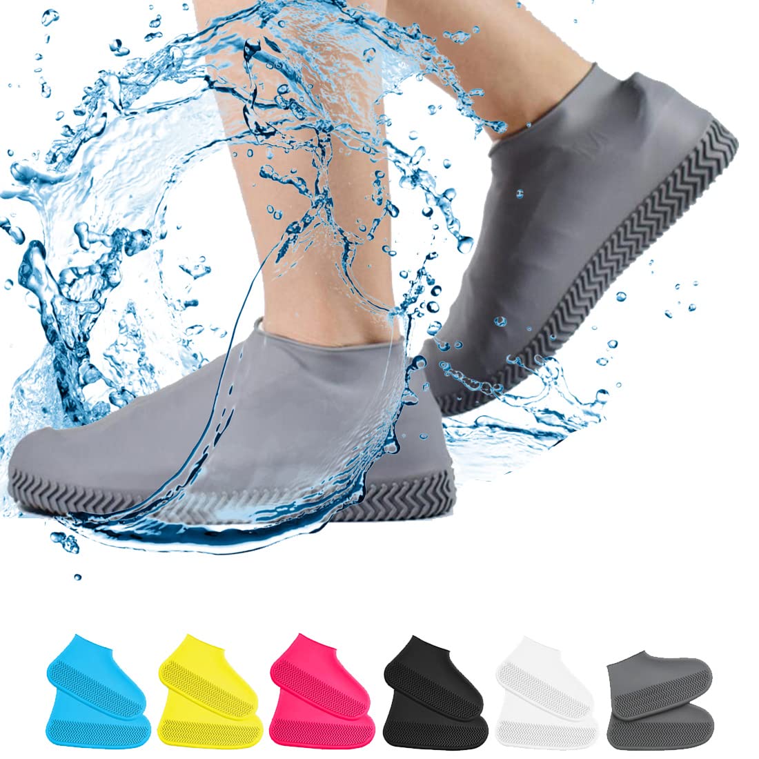 Picture of Waterproof Shoe Covers, Non-Slip Water Resistant Overshoes Silicone Rubber Rain Shoe Cover Outdoor cycling Protectors apply to Men, Women, Kids M Size