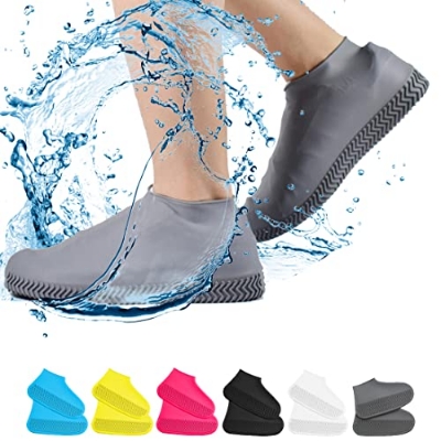 Picture of Waterproof Shoe Covers, Non-Slip Water Resistant Overshoes Silicone Rubber Rain Shoe Cover Outdoor cycling Protectors apply to Men, Women, Kids M Size