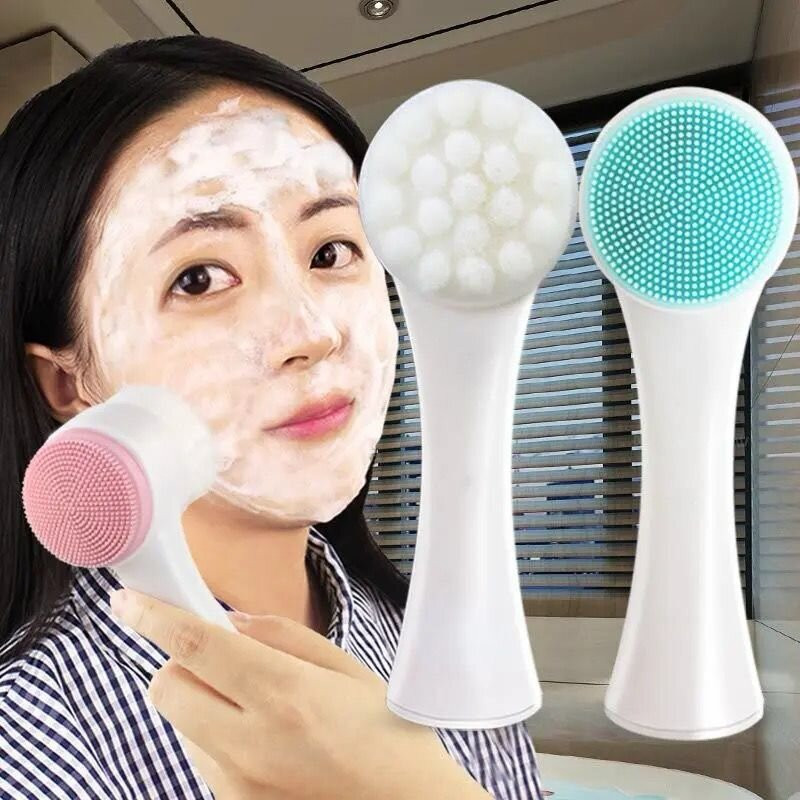 Picture of Hot Double-Sided Silicone Cleansing Brush: Portable Deep Pore Cleaning and Massage Tool for Radiant Skin