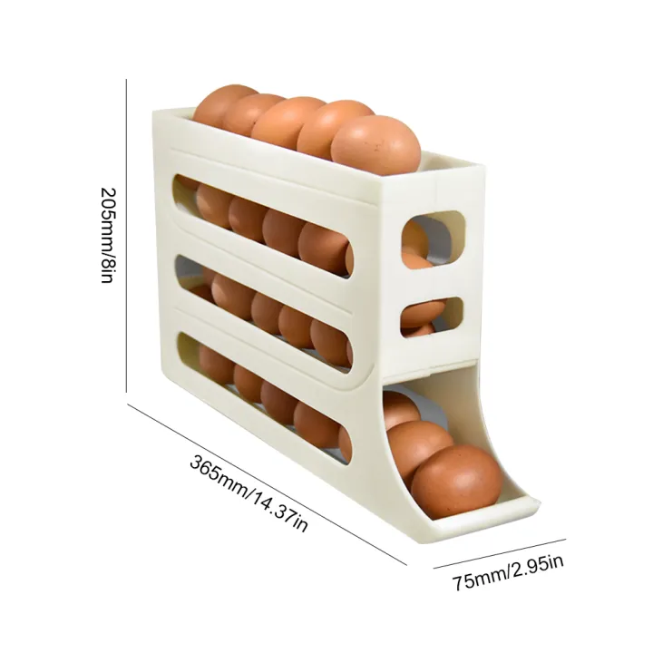 Picture of 4 Layers Automatic Rolling Egg Holder Rack Fridge Egg Storage Box Container Kitchen Refrigerator Egg Dispenser