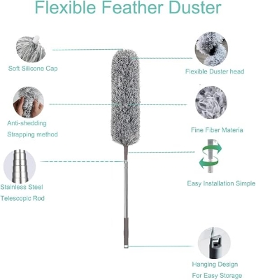 Picture of 9.5 Feet (Approx) Flexible Extendable Duster for Cleaning Complicated Areas and ceiling fan, Microfiber Duster , Super Long Extendable Dusters
