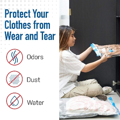 Picture of 4 Pack Small Vacuum Storage Bags with Hand Pump - Space Saver Solution for Home Organization Size 50x70cm/60x80cm/80x90cm