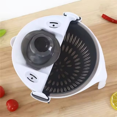 Picture of Kitchen Multi Functional Shredder Wet Fruits Drain Basket Blade Cutter Manual 9 in 1 Slicer Vegetable Grater