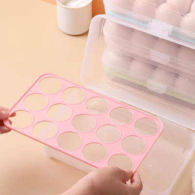Picture of Popular Portable Egg Storage Tray Box Plastic Anti-Breaking 15 Grid Eggs Holder Kitchen Anti-collision Plastic