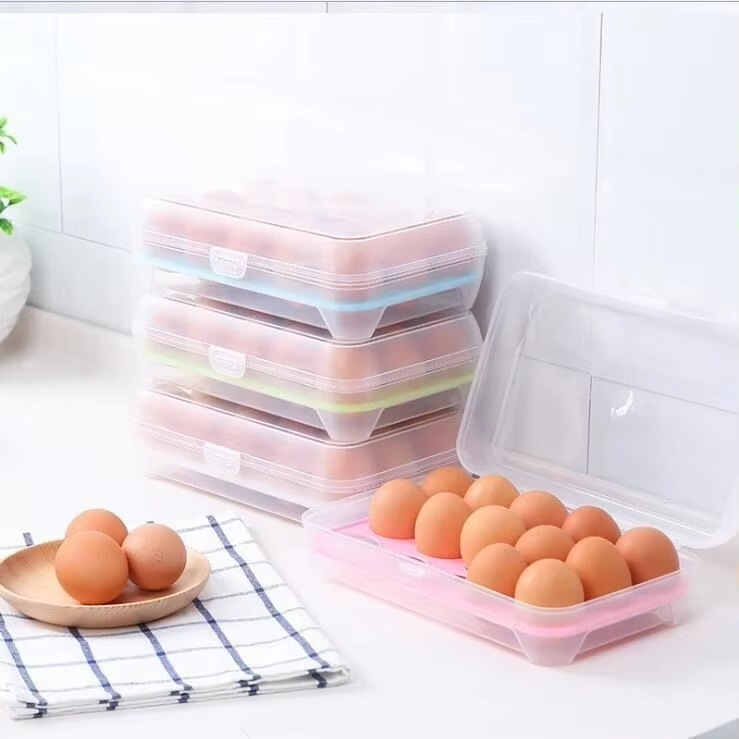 Picture of Popular Portable Egg Storage Tray Box Plastic Anti-Breaking 15 Grid Eggs Holder Kitchen Anti-collision Plastic