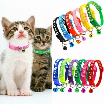 Picture of 1pc Cat Dog Collar Bell Dot Print Delicate Safety Casual Nylon Dog Collar Neck Strap Fashion Adjustable Camo Bell Pet Dog Collar