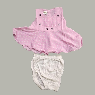 Picture of Baby Girl Cotton Sleeve Less Frock Soft Pleated Fabric - বাচ্চাদের জামা