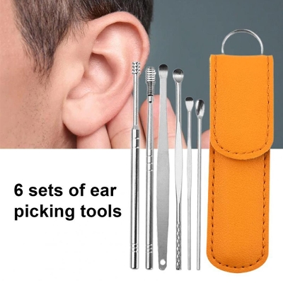 Picture of 7PCS Ear Pick Set Portable Ear Cleaner Set Stainless Steel With Lather Case