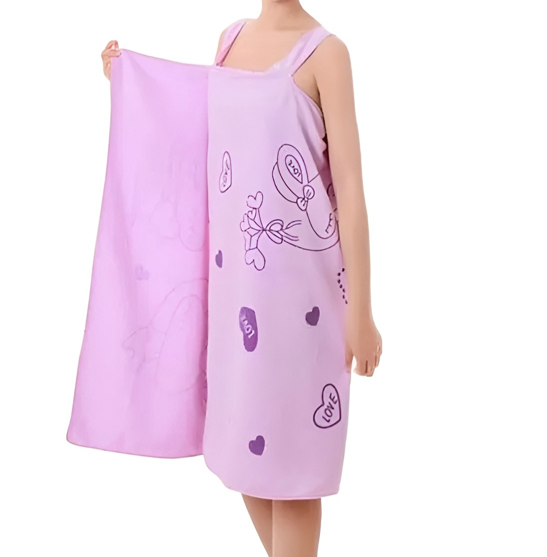 Picture of Bathroom Women Bath Towels Wearable Towel Dress Beach Adults Bath Gown SPA Sling Robes Home Nightwear Microfiber Women Bathrobe