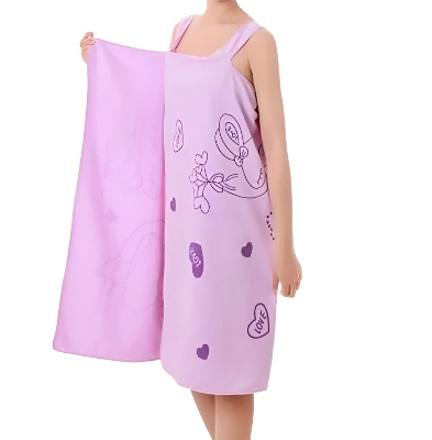 Picture of Bathroom Women Bath Towels Wearable Towel Dress Beach Adults Bath Gown SPA Sling Robes Home Nightwear Microfiber Women Bathrobe
