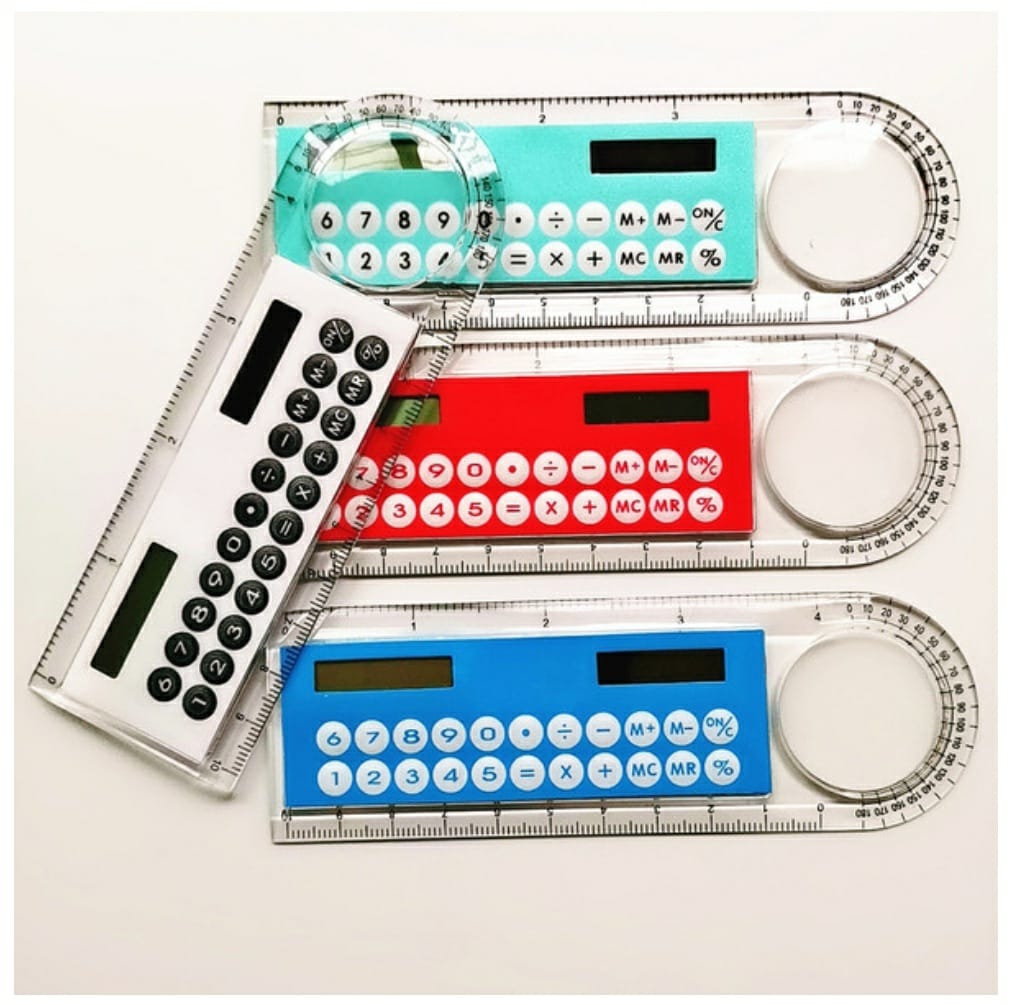 Picture of 10 cm ruler calculator magnifier glass solar function calculator computer