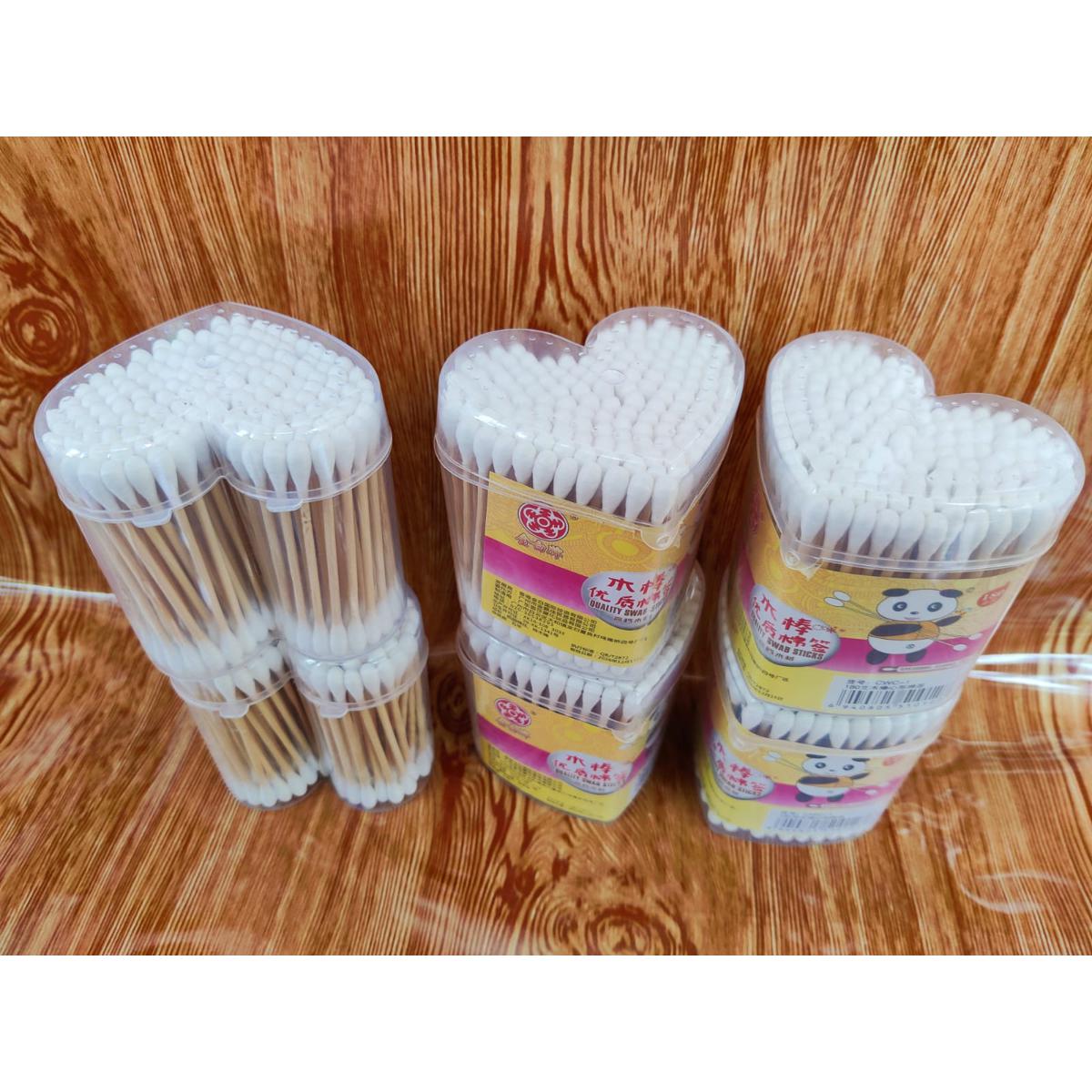 Picture of Raund-sized double-ended wooden stick cotton swab 100+ pcs Cotton Bars Buds