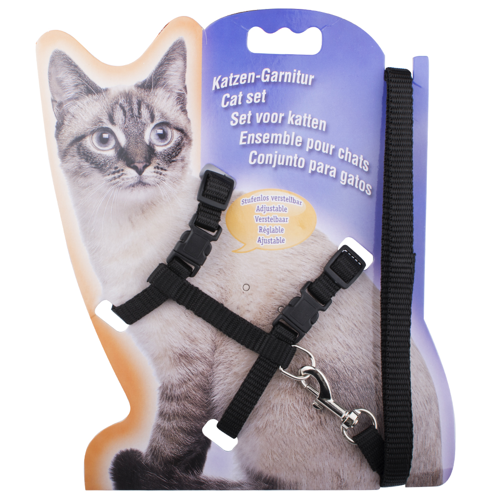 Picture of Adjustable Nylon Pet Cat Harness and Leash ~ Kitten Belt Collar with lead - Cat Belt