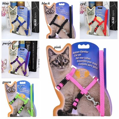 Picture of Generic Nylon Pet Cat Kitten Adjustable Harness Lead Leash Collar Belt Safety Rope Blue Color 1pcs