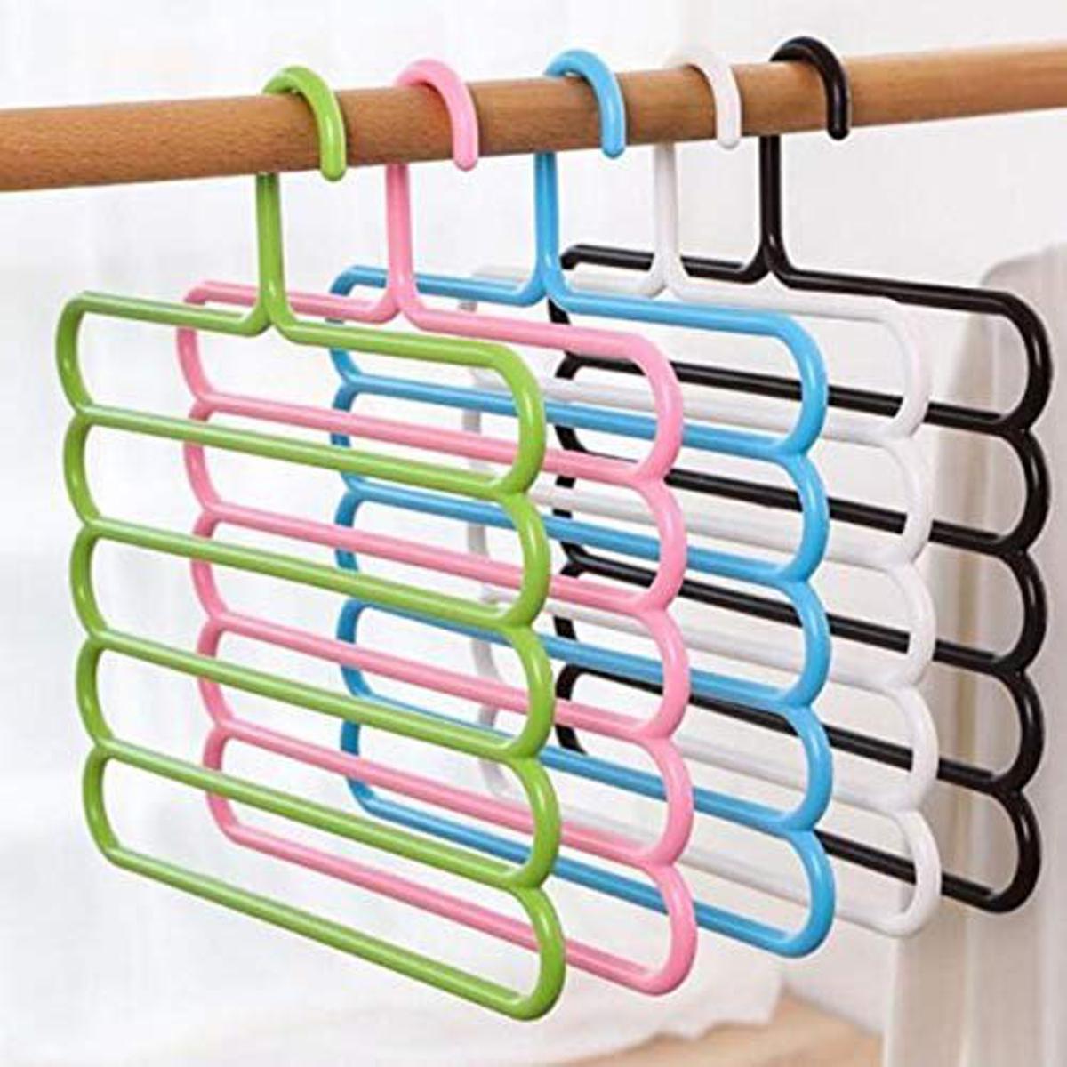 Picture of (3Pcs-1Pack) 5 Layer Magic Hanger: Anti-Slip Multi-Purpose and Multi-Functional Magic Multiple Layer Trousers Hangers Hanger