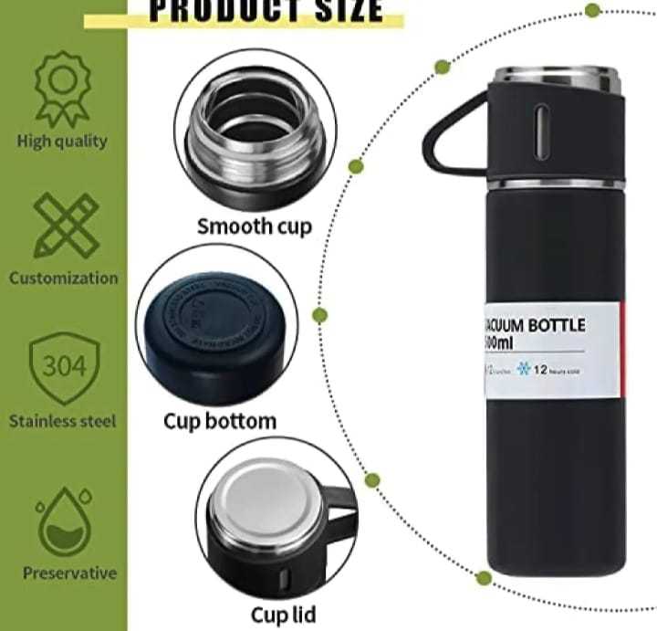 Picture of 500 ML Vacuum Flask Set Stainless Steel Drinking Metal Water Bottle Gift High Quality Vacuum Flask Bottle