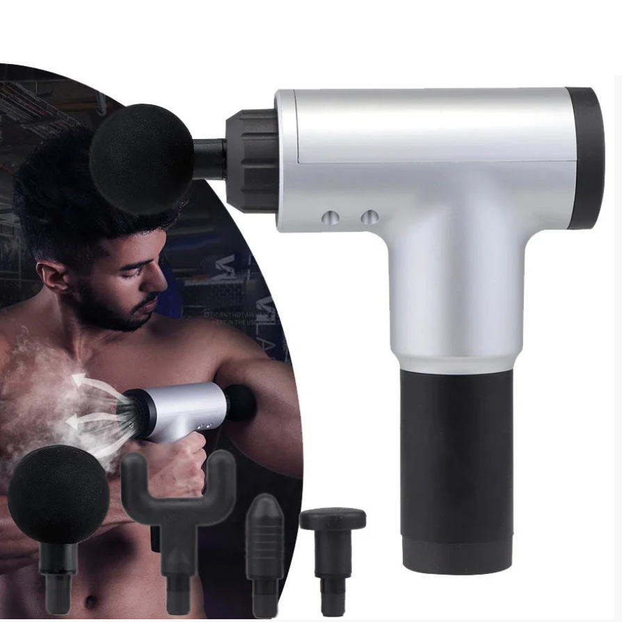 Picture of Portable Electric Fascial Gun KH-320 Massage Tool for Pain Relief | Mini Gun Massager with 4 heads | Massager For Pain Relief & Recovery | Portable Handheld Electric