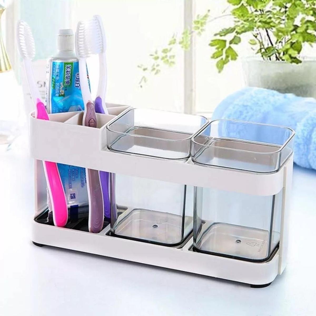 Picture of Toothbrush Holder Automatic Toothbrush Dispenser Holder Toothbrush Storage Box Bathroom 3 chamber