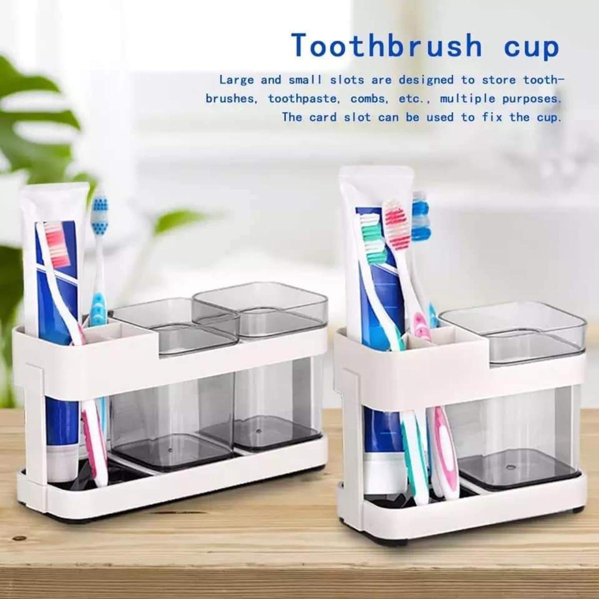 Picture of Toothbrush Box Holder Cup Bathroom Storage Toilet Two Removable Toothbrush Box Seat 2 chamber