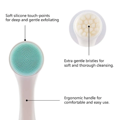 Picture of Hot Double-Sided Silicone Cleansing Brush: Portable Deep Pore Cleaning and Massage Tool for Radiant Skin